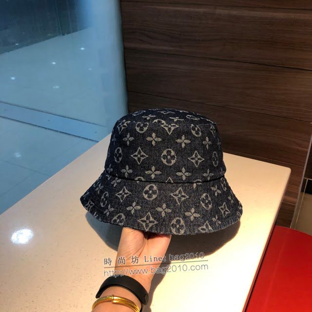LV男女同款帽子 路易威登牛仔布印花漁夫帽遮陽帽  mm1083
